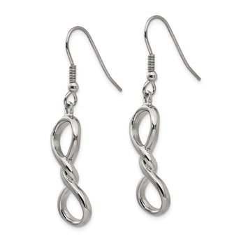 Stainless Steel Polished Infinity Symbol Shepherd Hook Earrings