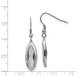 Stainless Steel Polished Glass Oval Shepherd Hook Dangle Earrings