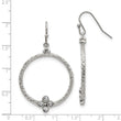 Stainless Steel Polished/Textured CZ Shepherd Hook Earrings
