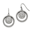 Stainless Steel Polished Circle CZ Shepherd Hook Earrings