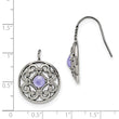 Stainless Steel Polished Synthetic Purple Calcedony Earrings