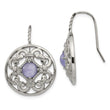 Stainless Steel Polished Synthetic Purple Calcedony Earrings
