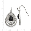 Stainless Steel Polished Black Onyx Shepherd Hook Earrings