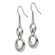 Stainless Steel Polished Circle Shepherd Hook Dangle Earrings