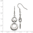 Stainless Steel Polished Circle Shepherd Hook Dangle Earrings