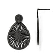 Stainless Steel Polished Laser Cut Black IP-plated Post Dangle Earrings