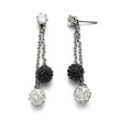Stainless Steel Polished Black and White Crystal Post Dangle Earrings