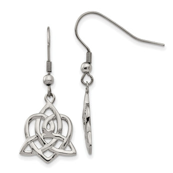 Stainless Steel Polished Heart Trinity Knot Shepherd Hook Earrings