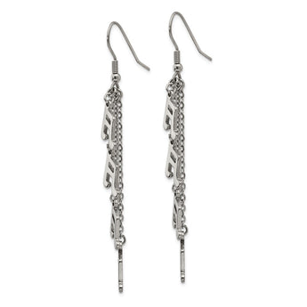 Stainless Steel Multi Strand Music Note Dangle Shepherds Hook Earrings