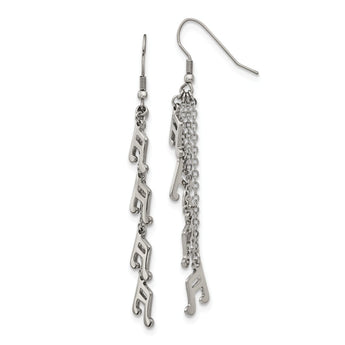 Stainless Steel Multi Strand Music Note Dangle Shepherds Hook Earrings