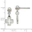 Stainless Steel Cross Post Dangle Earrings