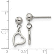 Stainless Steel 5 mm Ball Post Heart Dangle Earrings