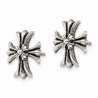 Stainless Steel Polished and Enamel Cross Post Earrings