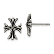 Stainless Steel Polished and Enamel Cross Post Earrings