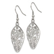 Stainless Steel Polished Flower Dangle Shepherd Hook Earrings