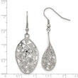 Stainless Steel Polished Flower Dangle Shepherd Hook Earrings