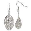 Stainless Steel Polished Flower Dangle Shepherd Hook Earrings