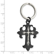 Stainless Steel Polished Black IP-plated Cross Key Chain