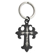 Stainless Steel Polished Black IP-plated Cross Key Chain