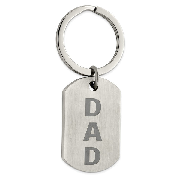 Stainless Steel Brushed Dad Key Ring