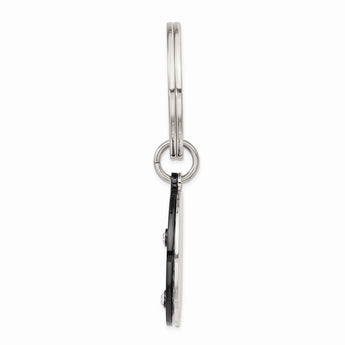 Stainless Steel Polished Black IP with Swarovski Star 2 Piece Key Ring