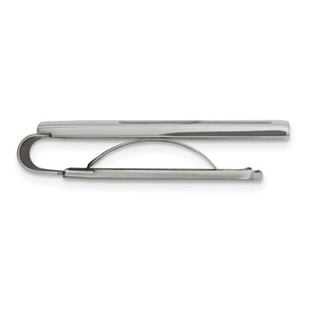 Stainless Steel Polished/Brushed Black Enamel Money Clip