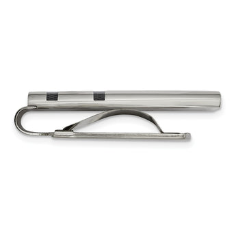 Stainless Steel Polished Black Carbon Fiber Inlay Money Clip