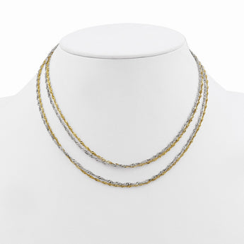 Stainless Steel Polished & Yellow IP-plated 17.5in Layered Necklace