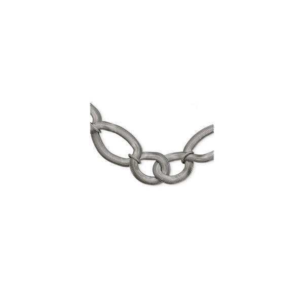 Stainless Steel Interlinked Oval 16.5in w/ext Necklace