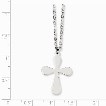Stainless Steel Polished Cross 17in w/ext Necklace - Birthstone Company