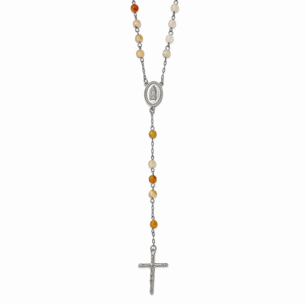 Stainless Steel Polished Agate Rosary