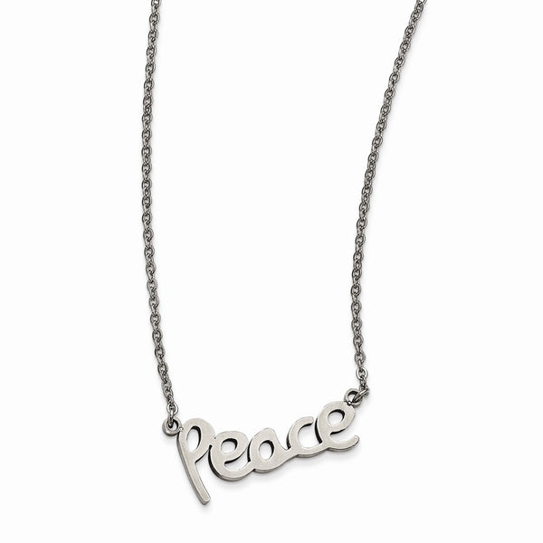 Stainless Steel Polished PEACE Necklace - Birthstone Company