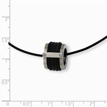 Stainless Steel Leather Accent Necklace