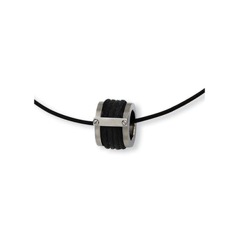 Stainless Steel Leather Accent Necklace