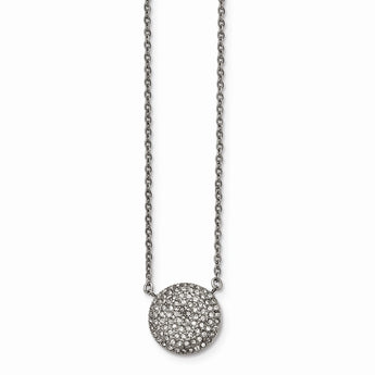 Stainless Steel Polished w/ Preciosa Crystal Circle w/2 inch ext Necklace