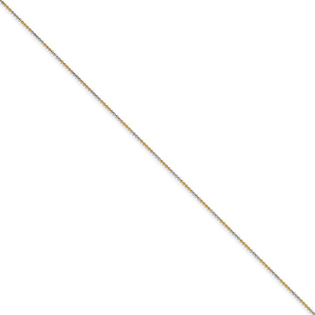 White & Yellow Rhodium over Brass 1.50mm 2 color plated Ball Chain