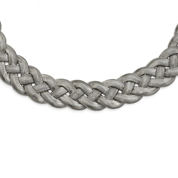 Stainless Steel Polished Braided with 3.5in ext. Necklace
