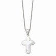 Stainless Steel Polished Mother Of Pearl Cross 22 inch Necklace