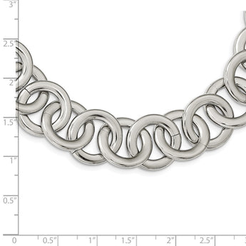Stainless Steel Polished Circle Link 17 inch Necklace
