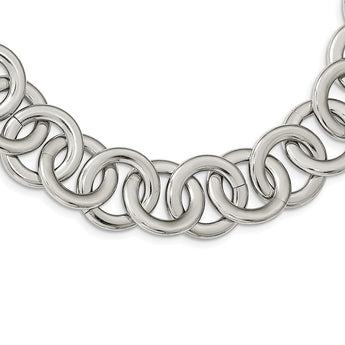 Stainless Steel Polished Circle Link 17 inch Necklace