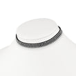 Stainless Steel with Black Leather and Crystal 11.75in w/3in ext. Choker