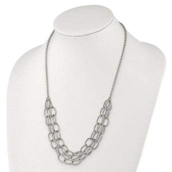 Stainless Steel Polished 20.5in w/1.75in ext. Multi Chain Necklace