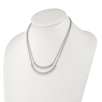 Stainless Steel Polished Double Twisted Bar 17in with 2in ext. Necklace