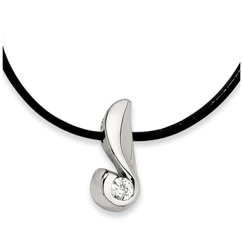 Stainless Steel CZ Pendant 18in Necklace