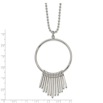 Stainless Steel Polished Circle 22in Necklace