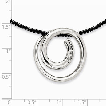 Stainless Steel CZ Pendant 16in Necklace