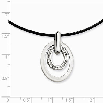 Stainless Steel CZ Pendant 18in Necklace