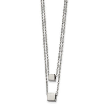 Stainless Steel Polished Two Strand 17in with 2in ext. Necklace