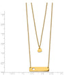 Stainless Steel Yellow Ip-plated Heart Bar Multi-strand 1.5in ext Necklace