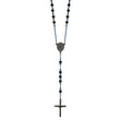 Stainless Steel Polished Black and Blue IP-plated 30in Rosary